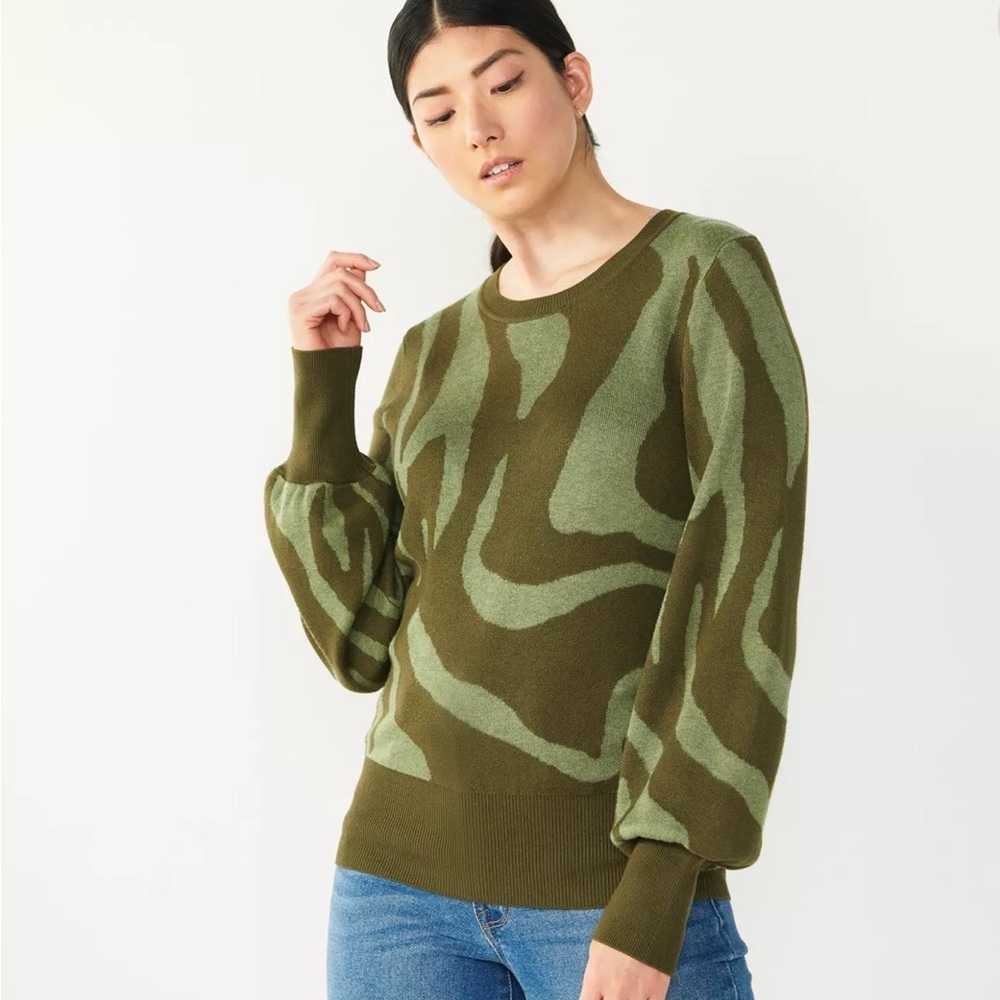 Nine West Green Patterned Women's Sweater